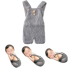 Load image into Gallery viewer, Baby Photography Props Boy Girl Photo Shoot Outfits Newborn Crochet Costume Infant Knitted Clothes Mohair Rompers (Grey)
