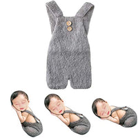 Baby Photography Props Boy Girl Photo Shoot Outfits Newborn Crochet Costume Infant Knitted Clothes Mohair Rompers (Grey)