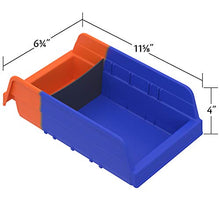 Load image into Gallery viewer, Akro-Mils 36462 Indicator Inventory Control Double Hopper Plastic Kanban Shelf Bin, 11-5/8-Inch x 6-3/4-Inch x 4-Inch, Blue/Orange, (12-Pack)
