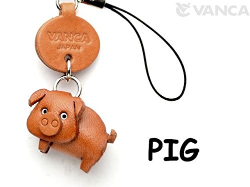 Pig Leather Animal mobile/Cellphone Charm VANCA CRAFT-Collectible Cute Mascot Made in Japan