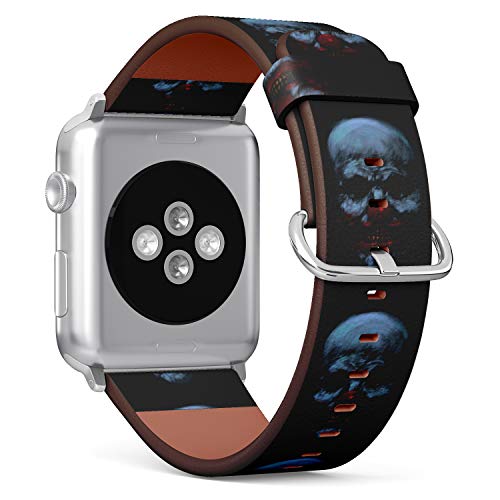 S-Type iWatch Leather Strap Printing Wristbands for Apple Watch 4/3/2/1 Sport Series (38mm) - Scary Sprooky Skull