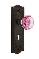 Nostalgic Warehouse 721703 Meadows Plate with Keyhole Passage Waldorf Pink Door Knob in Oil-Rubbed Bronze, 2.375