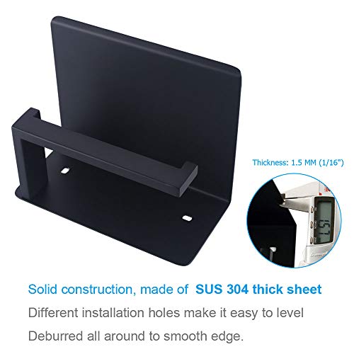 Toilet Paper Holder with Shelf Matte Black, APLusee Bathroom Accessories  Decor SUS 304 Stainless Steel Modern Paper Towel Holder Plus Cell Phone  Wall