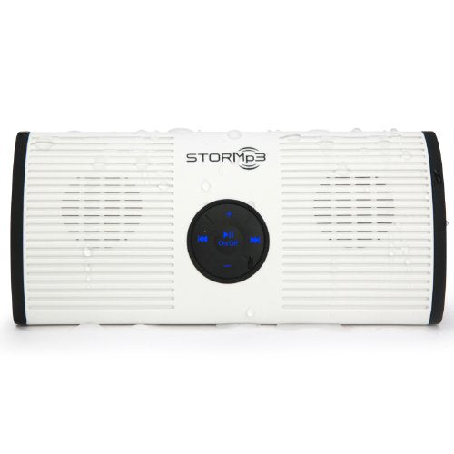 STORMp3 Water Resistant Mp3 Speaker, Internal Memory, Portable, Brilliant Sound, White or Black, 2 GB Storage