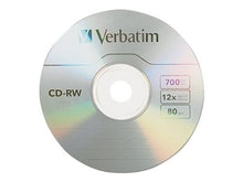 Load image into Gallery viewer, Verbatim CD-RW 700MB 2X-4X DataLifePlus with Color Surface and Matching Case - 10pk Slim Case, Assorted - 120mm - 1.33 Hour Maximum Recording Time
