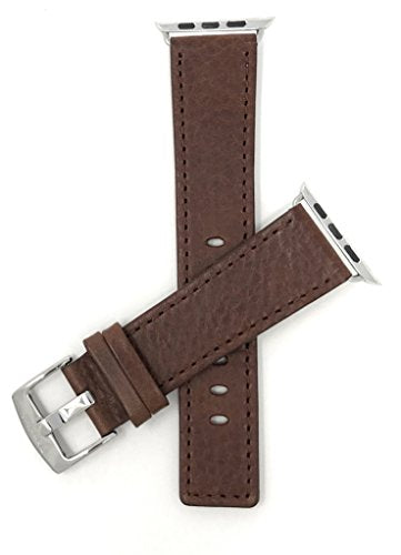 Bandini Replacement Watch Band for Apple Watch 42mm/44mm, Brown, Leather, Stainless Steel Buckle, Fits Series 6, 5, 4, 3, 2, 1