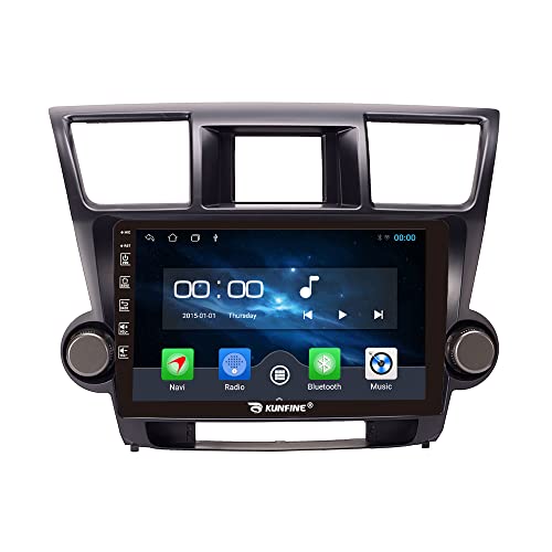 KUNFINE Android Radio CarPlay & Android Auto Autoradio Car Navigation Stereo Multimedia Player GPS Touchscreen RDS DSP BT WiFi Headunit Replacement for Toyota Highlander 2007-2014, if Applicable