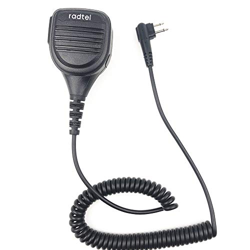 RADTEL 2 Pin Speaker Mic with Kevlar Reinforced Cable for Radtel RT-480 RT-67 Compatible with Motorola BPR40 CP200 CP110 CP185 CLS1410 DTR650 RMU2040 RDU4100 GP88 GP300 GP2000, Microphone