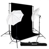 Lumenex Studio 400W Photography Lighting Light Kit + 10' x 10' 100% Cotton Black Muslin Backdrop Background Photo Portrait Studio 32
