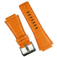 B & R Bands Bell & Ross BR01 BR03 Orange Gator Leather Watch Band Strap - Medium Length