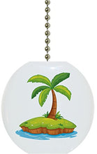 Load image into Gallery viewer, Palm Tree Grassy Island Ceramic Fan Pull

