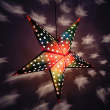 Load image into Gallery viewer, Decorative Star Lamp Lantern Foldable Paper Christmas Festive Multicolor Hanging Piece 22&quot; Dia
