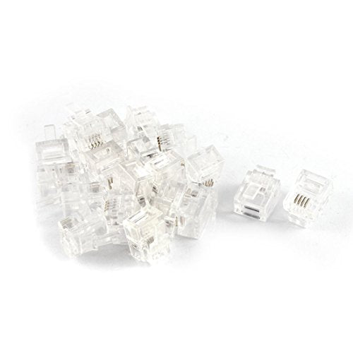 uxcell 20pcs Clear Housing RJ11 6P4C Modular Telephone Cable Line Adapter Connector