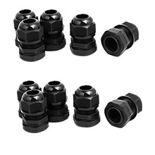 Load image into Gallery viewer, Aexit PG16 5mm Transmission 30mm x 44mm 4 Holes Adjustable Cables Gland Black 10pcs
