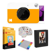 Kodak Printomatic Instant Camera (Yellow) Gift Bundle + Zink Paper (20 Sheets) + Deluxe Case + 7 Fun Sticker Sets + Twin Tip Markers + Photo Album.