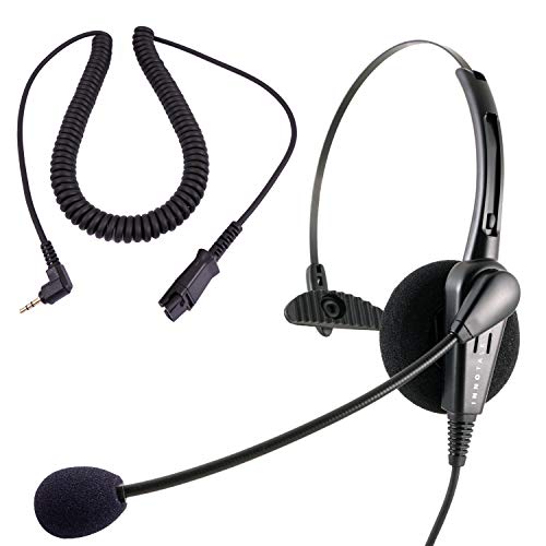 2.5mm Phone Headset - Economic Monaural Noise Cancel Microphone Headset Compatible with Plantronics QD for Call Center, Telemarketing