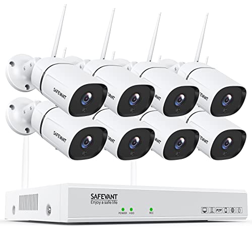 [3MP 2 Way Audio] Security Camera System Wireless,SAFEVANT 8 Channel Wireless Surveillance System with 8pcs 3MP IP Cameras,WiFi Security Camera System for Outdoor Indoor
