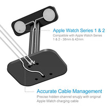 Load image into Gallery viewer, DHOUEA Compatible 2 in 1 Watch Stand Replacement for Apple Watch iWatch Charging Dock Station Stand Holder Aluminum Airpods Stand for Apple Watch Series 4 3 2 1 (38mm or 42mm) Airpods (Black)

