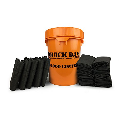 Quick Dam Grab & Go Flood Kit includes 5- 5ft Flood Barriers & 10- 2ft Flood Bags in Bucket
