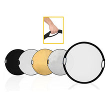 Load image into Gallery viewer, CowboyStudio 43&quot; Photography Photo Portable Grip Reflector 5-in-1 Circular Collapsible Multi Disc Reflector with Handle, translucent/gold/silver/white/black
