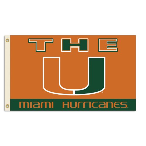 BSI NCAA College Miami Hurricanes 3 X 5 Foot Flag with Grommets