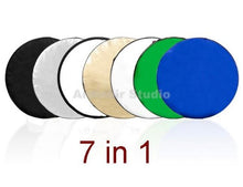Load image into Gallery viewer, Ardinbir Studio 32&quot; 80cm 7 in 1 Round Collapsible Disc Photo Reflector/Diffuser Kit: black, white, gold, silver, translucent, blue and green Set
