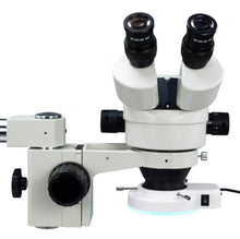 Load image into Gallery viewer, OMAX 7X-45X Zoom Binocular Single-Bar Boom Stand Stereo Microscope with 144 LED Ring Light
