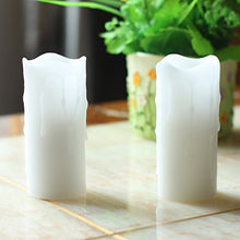 Load image into Gallery viewer, GiveU Led Votive Melted Dripping Flickering Flameless Pillar Wax Candle with Timer, 1.75 4, White
