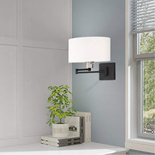 Load image into Gallery viewer, Livex Lighting 40036-04 24.25&quot; One Light Swing Arm Wall Mount, Black Finish with Off-White Fabric Shade
