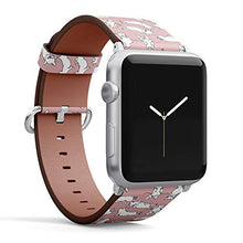 Load image into Gallery viewer, Compatible with Big Apple Watch 42mm, 44mm, 45mm (All Series) Leather Watch Wrist Band Strap Bracelet with Adapters (Happy Dogs Group French Bulldog)
