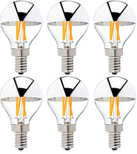 Load image into Gallery viewer, Bulbright Half Chrome LED Filament Bulb G14 4W LED Light Bulb, Silver Bowl Tipped, E12 Base, Soft Warm White 2700K, 30W Equivalent, 110-120VAC, Dimmable (Pack of 6)
