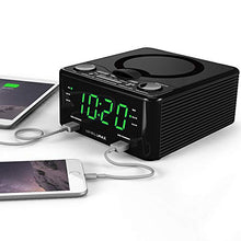 Load image into Gallery viewer, HANNLOMAX HX-300CD Top Loading CD Player, PLL FM Radio, Digital Clock, Dual Alarm, 1.2&quot; Green LED Display, Dual USB Ports for 1A and 2.1A Charging, Aux-in, AC/DC Adapter Included (Black)
