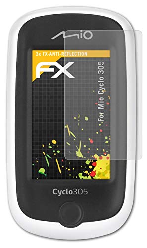 atFoliX Screen Protector Compatible with Mio Cyclo 305 Screen Protection Film, Anti-Reflective and Shock-Absorbing FX Protector Film (3X)