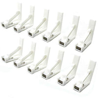 AKOAK 12 Pack White Hard Plastic Table Cloth Cover Clip Clamps with Useful Spring Clip