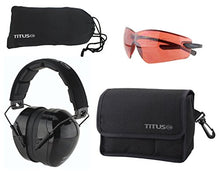 Load image into Gallery viewer, TITUS Safety Earmuffs &amp; Glasses Combo (Black - Contoured, G23 Vermillion Fold-Less Ultralights)
