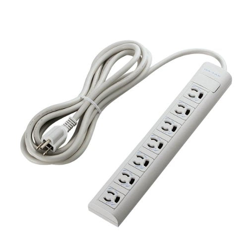 ELECOM Magnet Type Thunder and dust Resistant Power Strip with Twist Lock and 3p-2p Adapter 3m 7 Outlet [White] T-Y053NDA (Japan Import)
