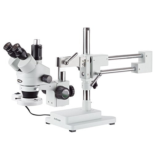 AmScope 3.5X-90X Simul-Focal Boom Stereo Microscope with a Fluorescent Light
