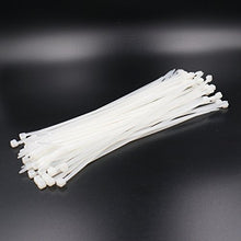 Load image into Gallery viewer, Baomain 8 Inch Self Locking Nylon Cable Zip Ties 3.5mm Width Tensile Strength 40LBS/18KGS White 100-Pack
