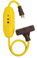 Tower Manufacturing 30338024 2' Length, 15 amp In-Line GFCI And Triple Tap Cord Set With Auto Reset
