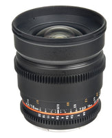 Bower SLY16VDN Wide Angle High-Speed 16mm T/2.2 Cine Lens for Nikon Video DSLRs (Black)