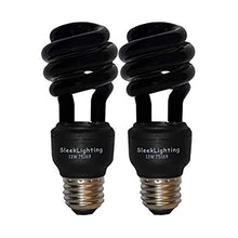 Load image into Gallery viewer, SleekLighting 13 Watt Spiral CFL Black Florescent Light Bulb for Disco Party ,Blacklight Lightbulb, Glow in The Dark, Medium Base.- UL Approved- (Pack of 2)
