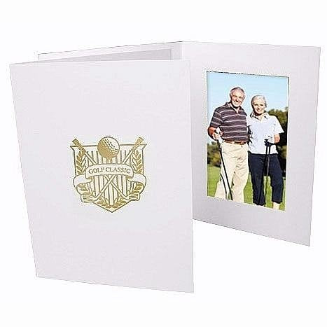 Golf Classic Gold-foil Design on White Cardboard Photo Folder Our Price is for 50 Units - 4x6