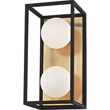 Load image into Gallery viewer, Bathroom Vanity 2 Light Bulb Fixture with Aged Brass Finish Metal Glass Material G9 10&quot; 8 Watts
