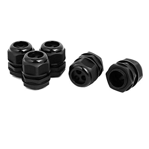 Aexit M32x1.5mm 7.7mm-10mm Transmission Adjustable 3 Holes Nylon Cable Gland Joint Black 10pcs