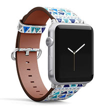 Load image into Gallery viewer, S-Type iWatch Leather Strap Printing Wristbands for Apple Watch 4/3/2/1 Sport Series (38mm) - Pattern with Ethnic Tribal Boho Trendy Doodle Triangle Ornaments
