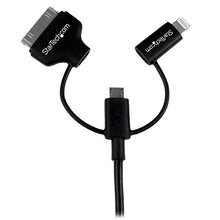 Load image into Gallery viewer, StarTech.com 1m 3 ft Black Apple 8-pin Lightning or 30-pin Dock Connector or Micro USB to USB Cable for iPhone iPod iPad - Charge &amp; Sync (LTADUB1MB)
