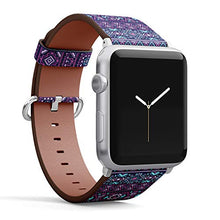 Load image into Gallery viewer, S-Type iWatch Leather Strap Printing Wristbands for Apple Watch 4/3/2/1 Sport Series (38mm) - Dark Multicolor Tribal Pattern with Fancy Doodle Aztec Elements
