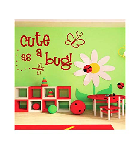dailinming PVC Wall Stickers English Cute AS A Bug Butterfly Nursery Nursery Home decorWallpaper40.6cm x 61cm-Pink