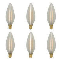 Royal Designs, Inc. Silk Wrapped Torpedo Shaped LED Light Bulbs, E12 Candelabra Brass Base, 130V, 40 Watts (4W LED), Set of 6