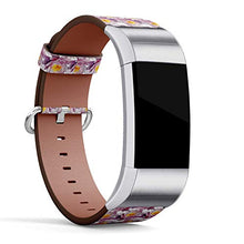 Load image into Gallery viewer, Replacement Leather Strap Printing Wristbands Compatible with Fitbit Charge 3 / Charge 3 SE - Watercolor Water Lily Lotus Pattern
